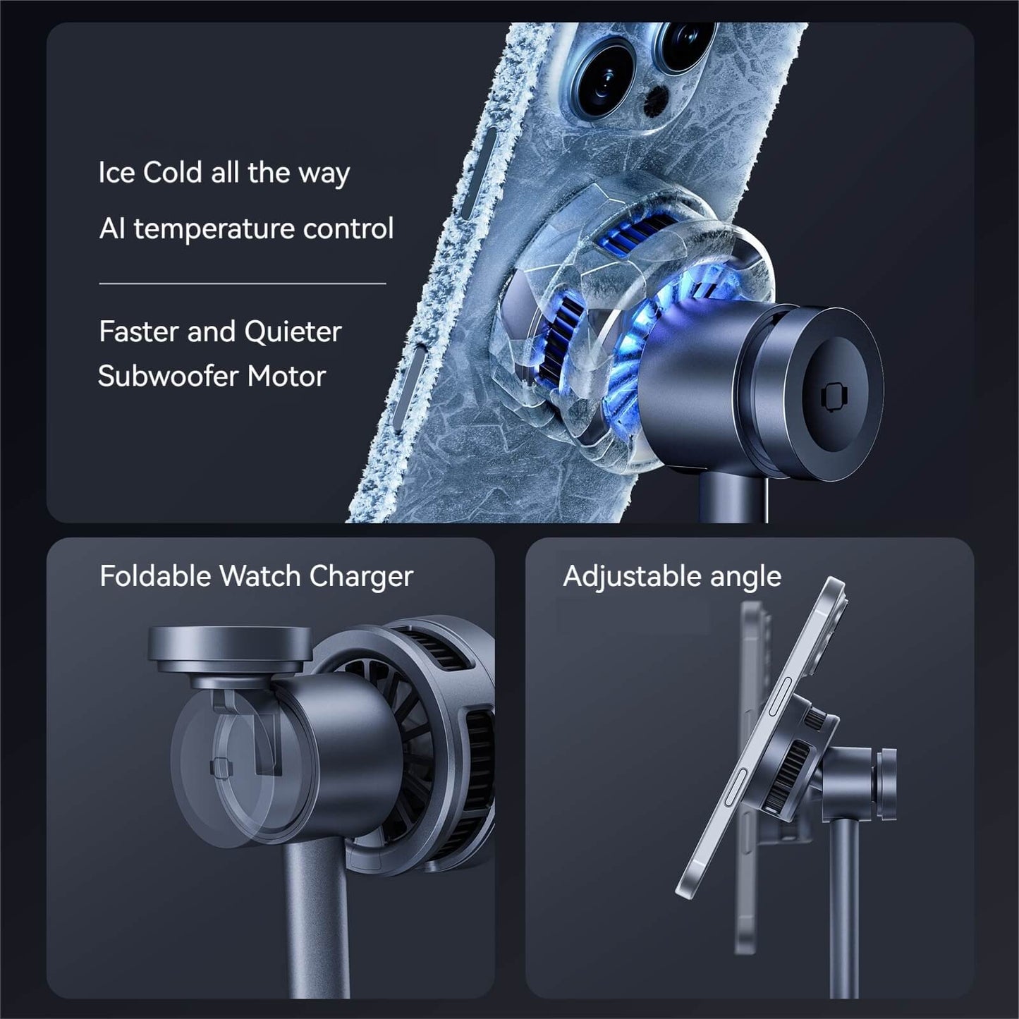 Qi2.2 Wireless Charging Magnetic Phone Holder with Semiconductor Cooling