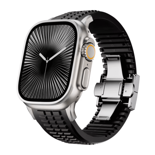 Ultra Silicone Double Press Butterfly Buckle Strap Black