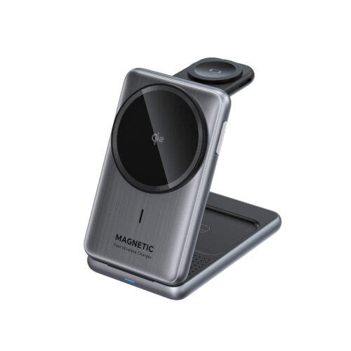 Qi2.2 Foldable Magnetic Wireless Fast Charger 15W with Phone Holder Black Qi2.2 Foldable Magnetic Wireless Fast Charger 15W with Phone Holder Black
