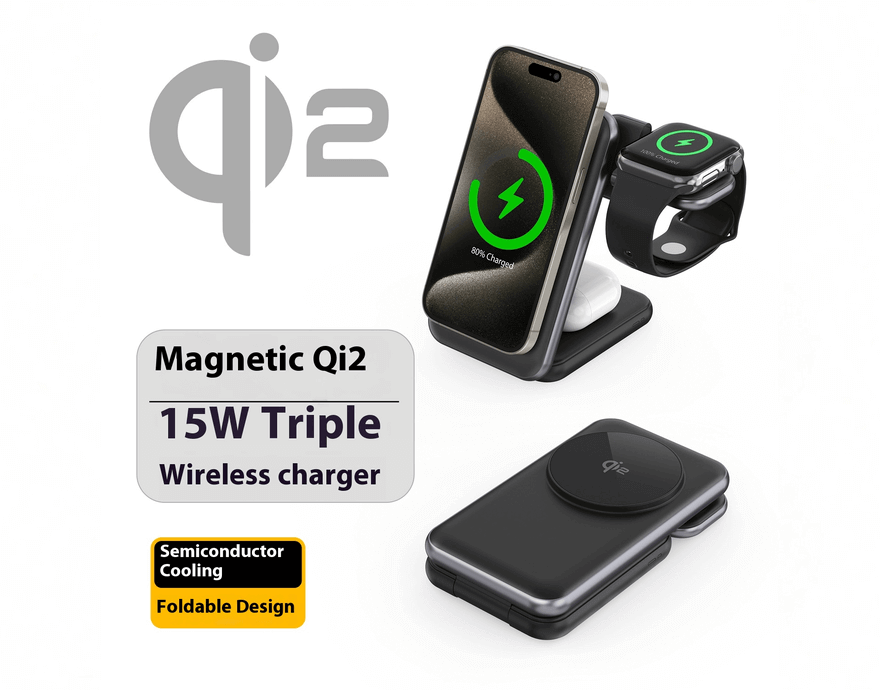 Qi2 Foldable Magnetic Charger with Automatic Heat Dissipation