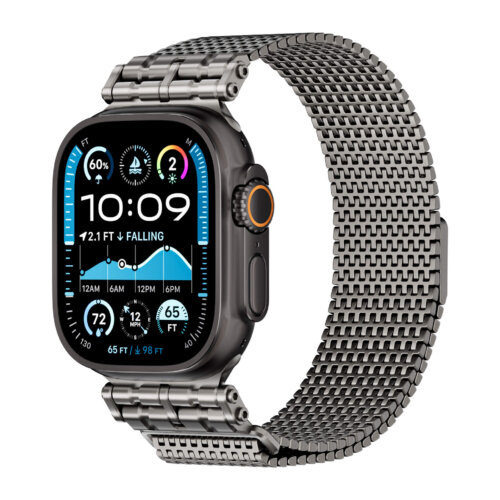 Titanium Metal Armor-Style Magnetic Milanese Strap Titanium Titanium Metal Armor-Style Magnetic Milanese Strap Titanium